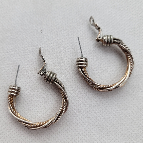 Braided Twisted Hoop Earrings - Picture 3 of 6